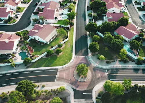 Vista aérea de conjunto residencial